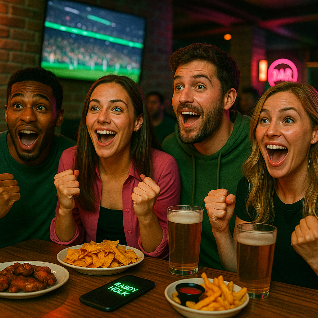 Guests watching live sports at a bar